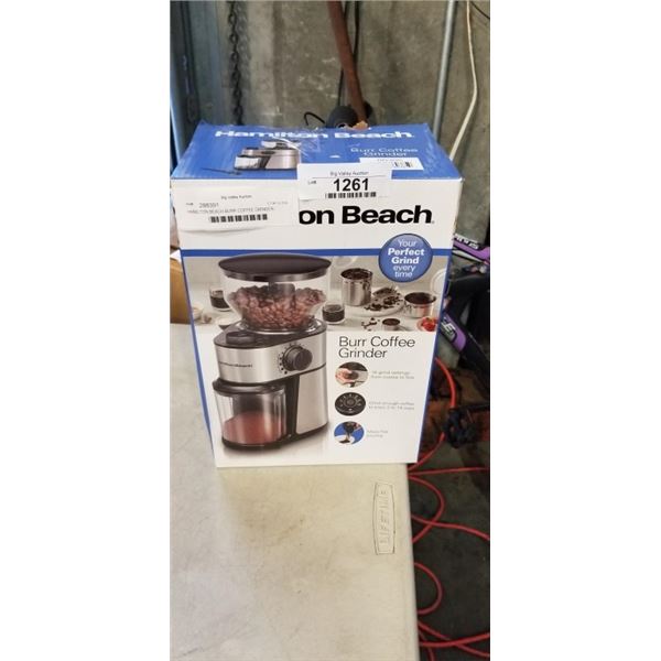 HAMILTON BEACH BURR COFFEE GRINDER - TESTED WORKING, RETAIL $59