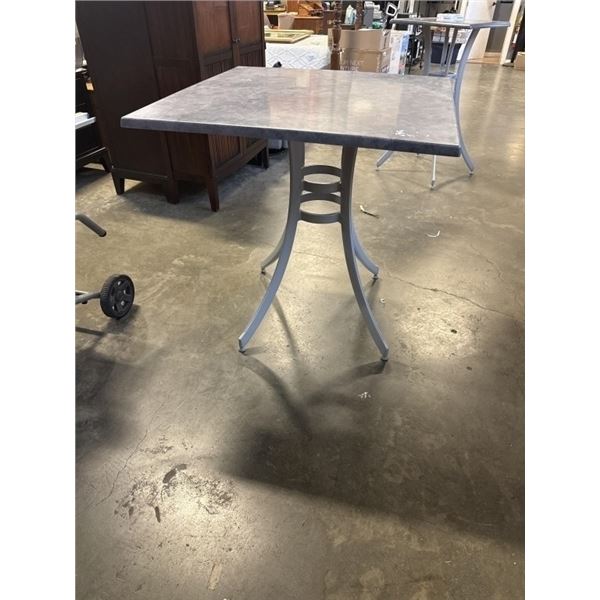 AS NE RATANA 'SEATTLE' BAR  PATIO TABLE, 36 X 36 INCH TOP AND 38 INCH TALL, ALUMINUM FRAME