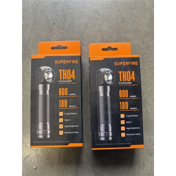 2 NEW SUPERFIRE TH04 FLASHLIGHTS, RETAIL $40 EACH