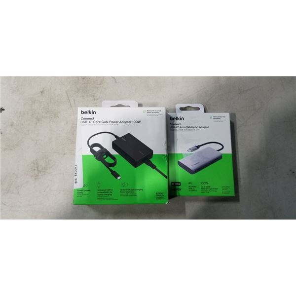 BELKIN CONNECT USB-C CORE GaN POWER ADAPTOR 100W AND BELKIN CONNECT USB-C 4 IN 1 MULTIPORT ADAPTOR