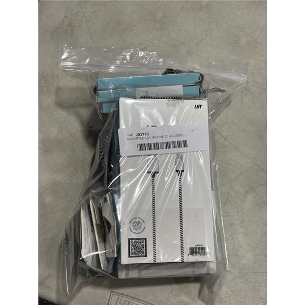 ASSORTED LBT IPHONE CHARGERS, ADPTORS CORDS ETC