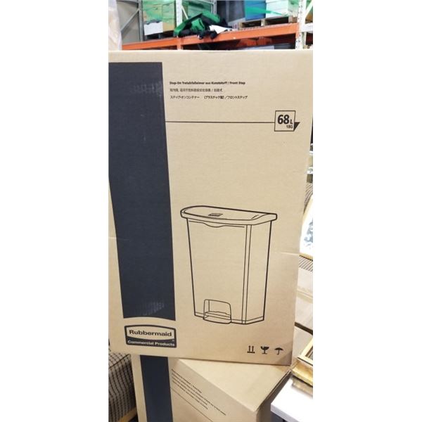 AS NEW RUBBERMAID STEP ON GARBAGE CANS