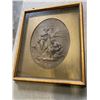 Image 1 : FRAMED ANTIQUE PLAQUE, BOY PLAYING TRUMPET
