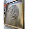 Image 2 : FRAMED ANTIQUE PLAQUE, BOY PLAYING TRUMPET