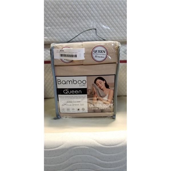 BRAND NEW BEIGE BAMBOO LUX ULTRA SOFT QUEENSIZE SHEET SET - COOLING AND HEALTHCARE APPROVED - EXTRA 