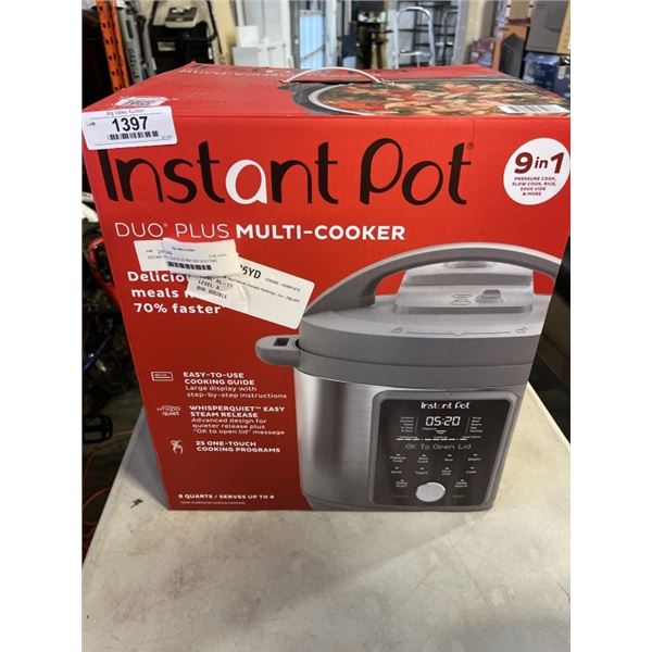INSTANT POT DUO PLUS 9IN1 8QT ELECTRIC PRESSURE COOKER - TESTED WORKING, RETAIL $209