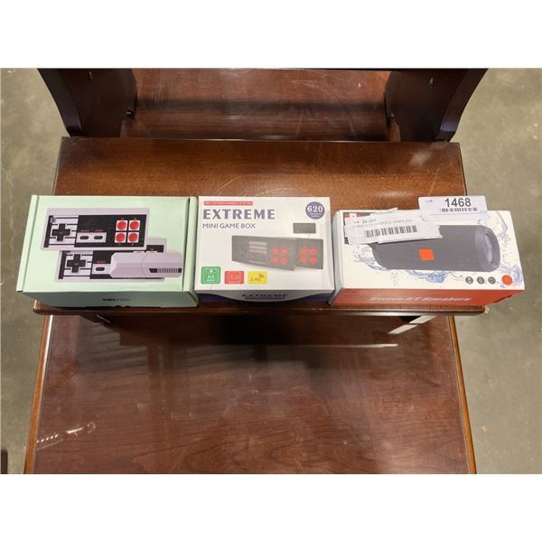 2 NEW KIDS HANDHELD GAMES AND BLUETOOTH SPEAKER