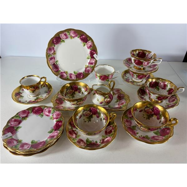 21 Pc Royal Albert 'Golden Rose' Tea Set with Plates & Creamer