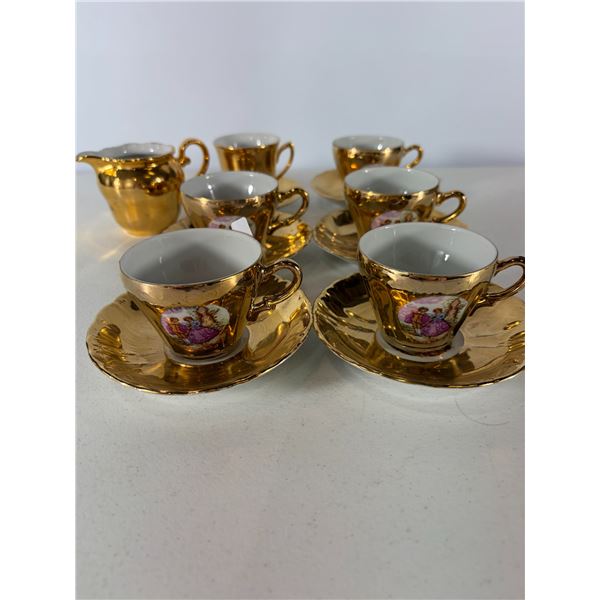 13 Pc Mixed Gilt Porcelain Espresso Set  Bavaria & Foreign