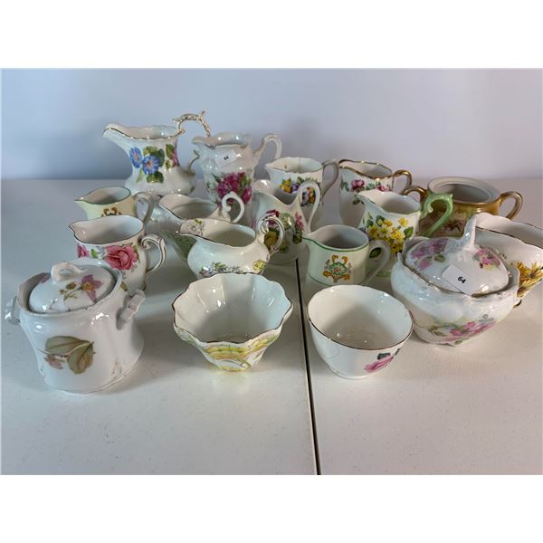 16 Pc Mixed Porcelain Creamers, Jugs & Covered Sugar Bowls  Floral Patterns