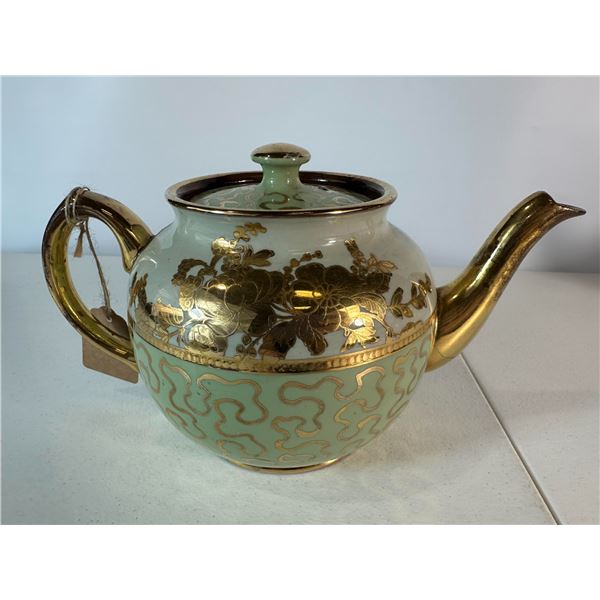 1 Pc Sadler England Decorative Gilt & Celadon Teapot with Lid