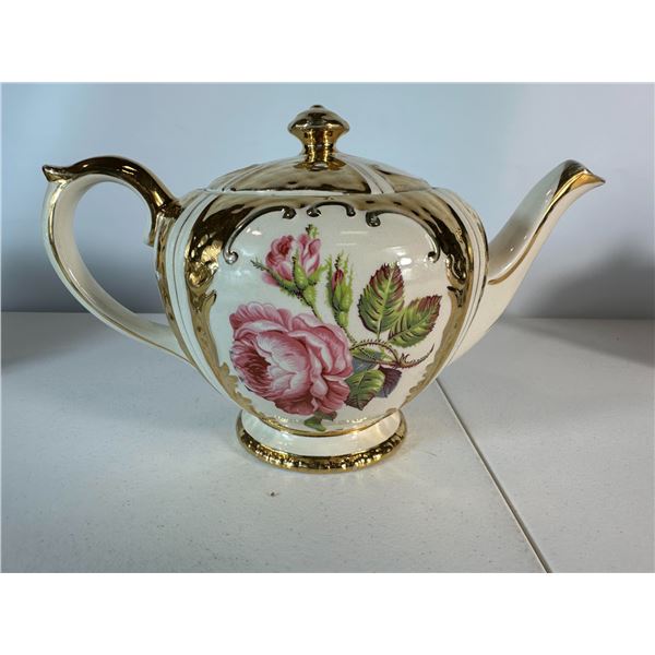 1 Pc Vintage Porcelain Teapot  Pink Rose with Heavy Gilt Decoration