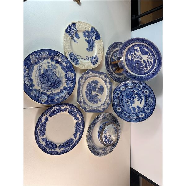 Collection of Blue & White Transferware Plates – Group Lot