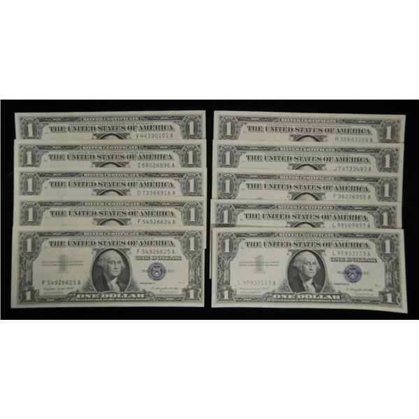 (10) $1 SILVER CERTIFICATES CU