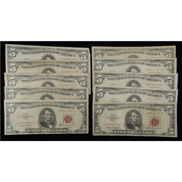 (10) $5 RED SEAL NOTES