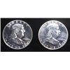 Image 1 : (2) 90% SILVER 1960 FRANKLIN HALF DOLLARS PROOF BU