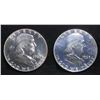 Image 1 : (2) 90% SILVER 1963 FRANKLIN HALF DOLLARS PROOF BU