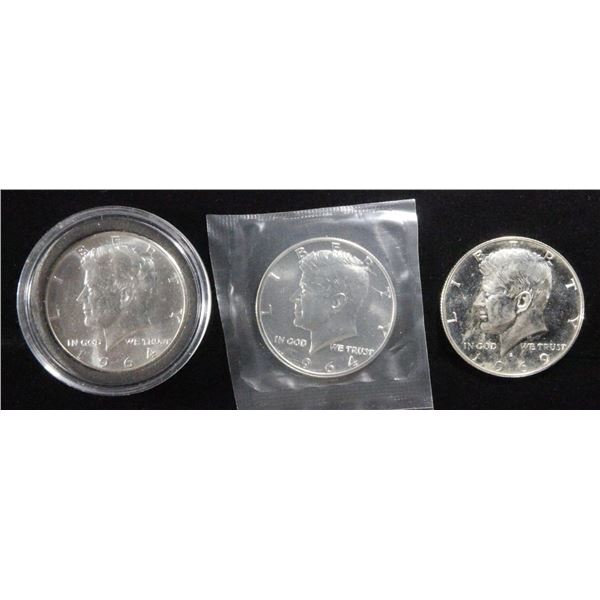1964 BU, 1964 PROOF, & 1969 PROOF KENNEDY HALVES