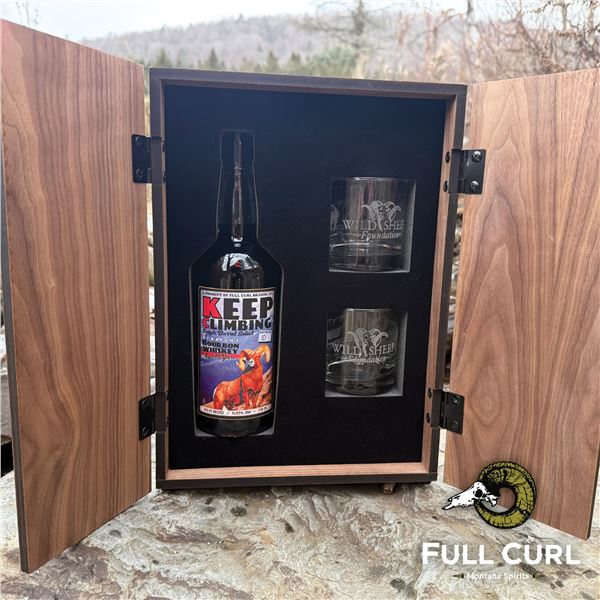 (IN ROOM ONLY) WILD SHEEP: "Keep Climbing" Bourbon Whiskey & Etched Glasses in Presentation Case