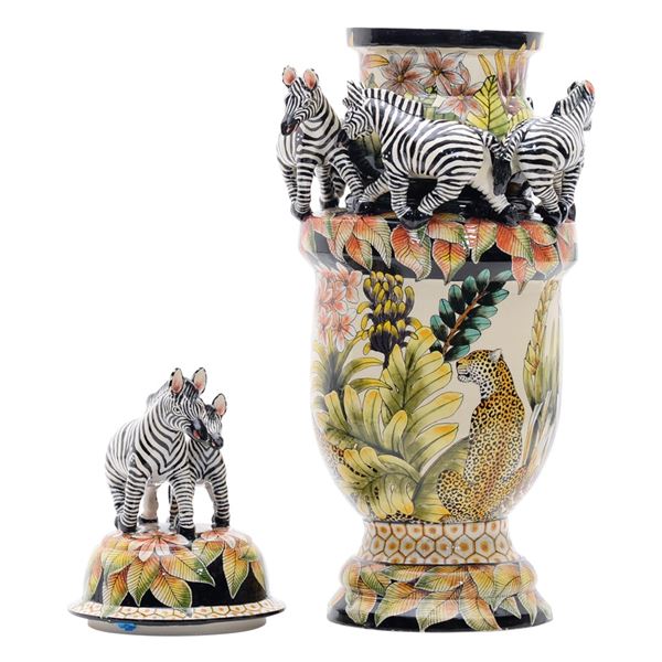 PASCOE GALLERY: One-of-a-Kind Exquisitely Decorated Zebra Urn