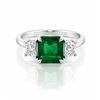 Image 1 : BARANOF JEWELERS: Natural Zambian Emerald and Diamond Ring Set in 18K White Gold