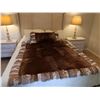 Image 2 : AUX ARC FUR TRADERS: Natural Beaver Throw with Bobcat Fringe Trim and Bolster Pillow