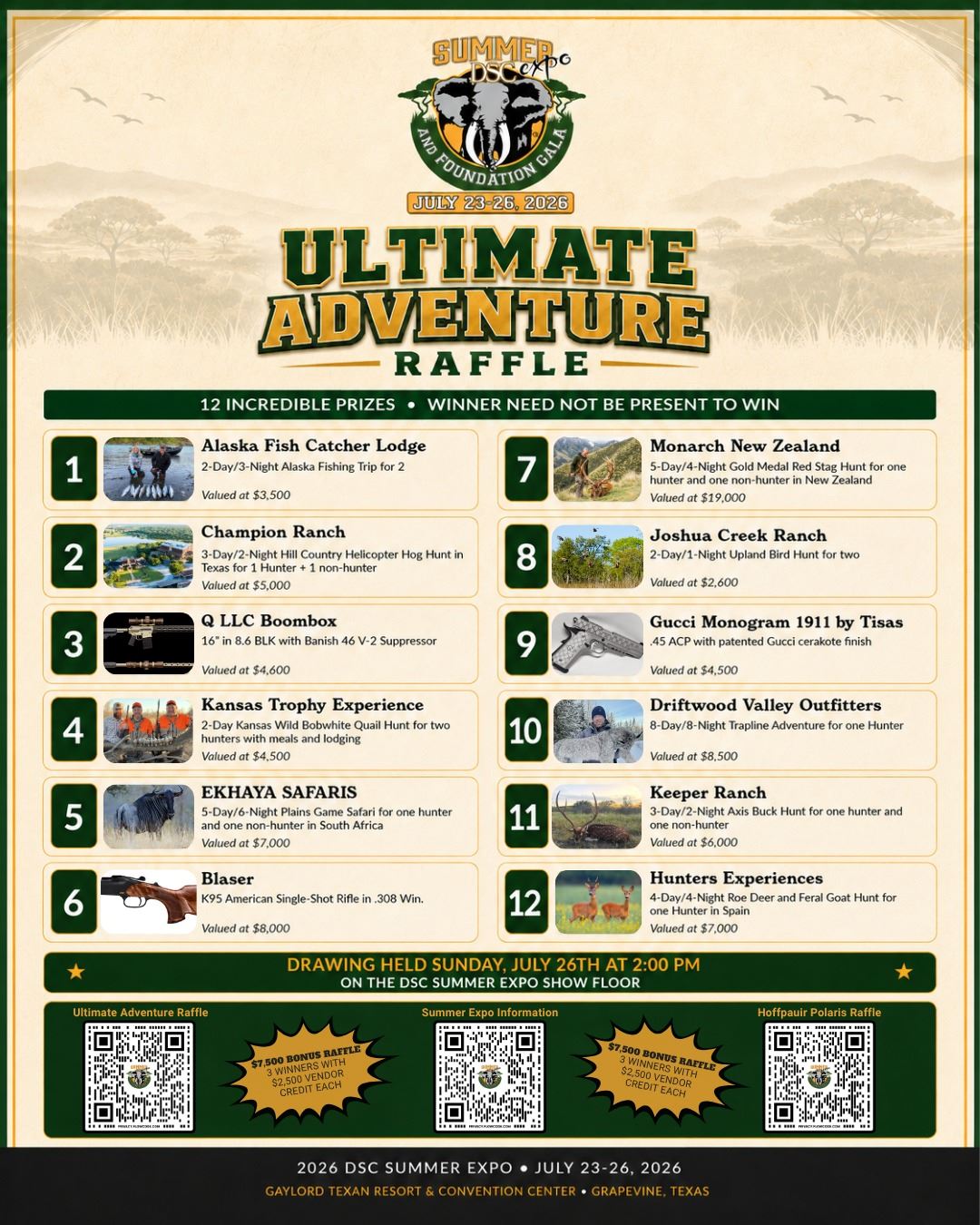 Ultimate Raffle Ultimate Adventure Raffle - Dallas Safari Club
