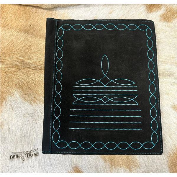 (NEW!) CATTLE CARTEL: Black and Turquoise Portfolio Cover, Matching Handbag and Laptop Sleeve