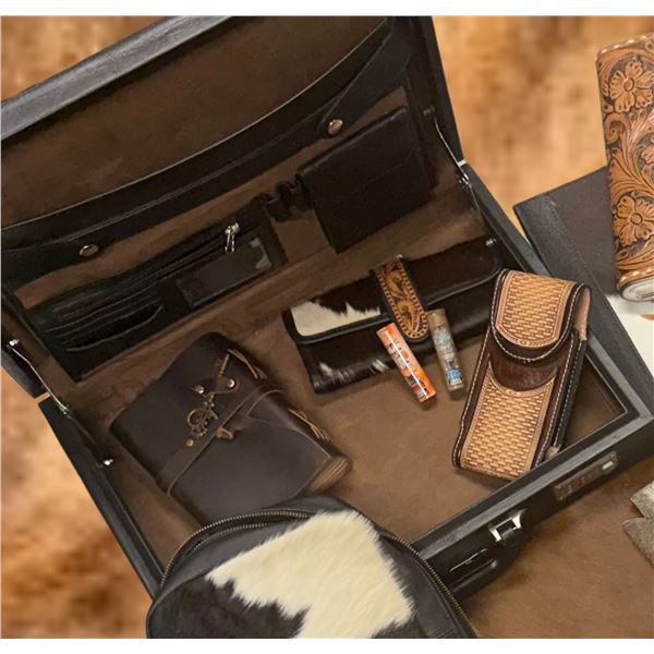 (NEW!) CATTLE CARTEL: Cowhide Leather Briefcase and Journal