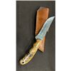 Image 1 : (NEW) Handmade Carbon Damascus Knife w/ Olive Burl Wood Handle