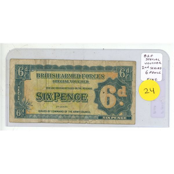 Great Britain. British Armed Forces Special Voucher. 2nd Series. 6 Pence. Fine.