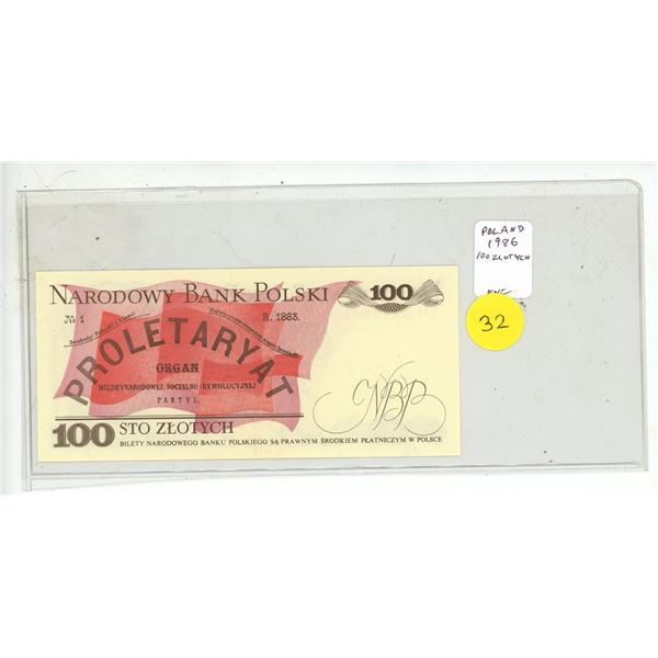 Poland. 1986 100 Zlotych. Uncirculated.