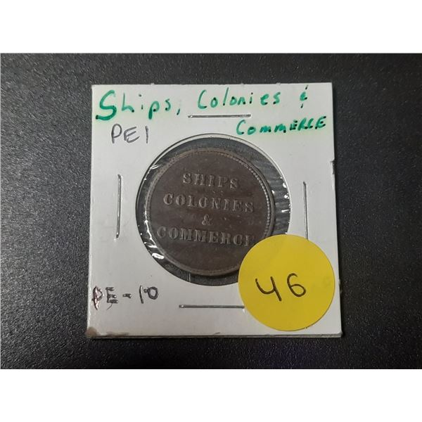 Prince Edward Island. Ships, Colonies & Commerce Half Penny Pre-Confederation Token. Bar Ampersand. 