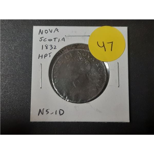 Nova Scotia. 1832 Half Penny Pre-Confederation Token. George IV. NS-1D. VG. Corrosion.