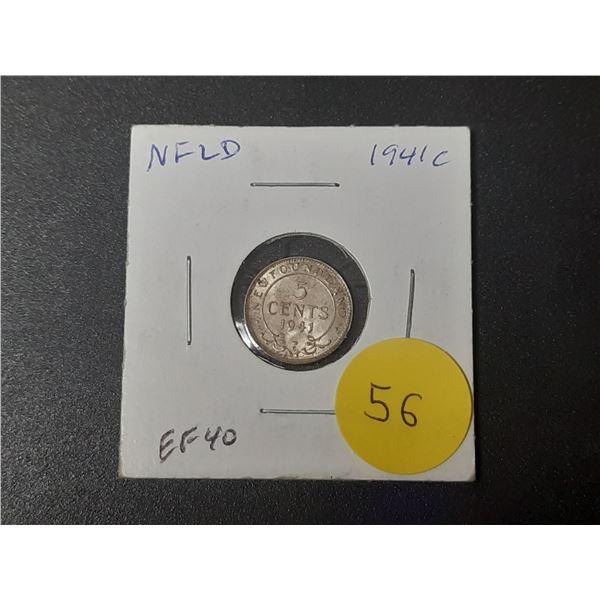 Newfoundland. 1941c Silver 5 Cents. EF40.