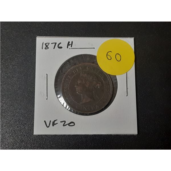 1876H Canadian Victorian Large Cent. Heaton Mint. VF20.