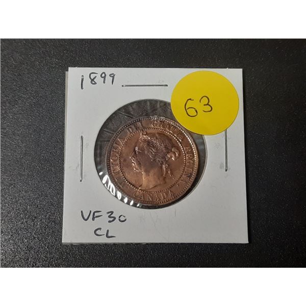 1899 Canadian Victorian Large Cent. VF30 Cleaned.