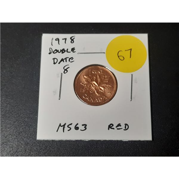 1978 Double Date Canadian Small Cent. MS63 Red.