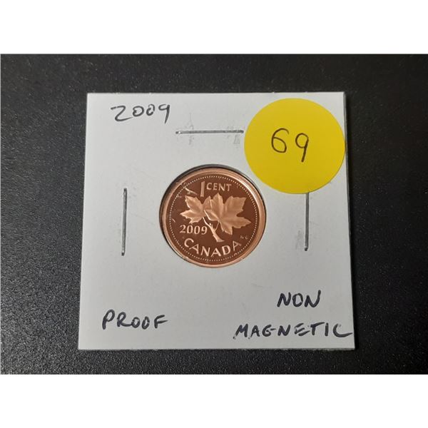 2009 Canadian Small Cent. Non-Magnetic. Proof with Ultra Heavy Cameo.