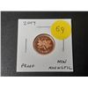 Image 1 : 2009 Canadian Small Cent. Non-Magnetic. Proof with Ultra Heavy Cameo.