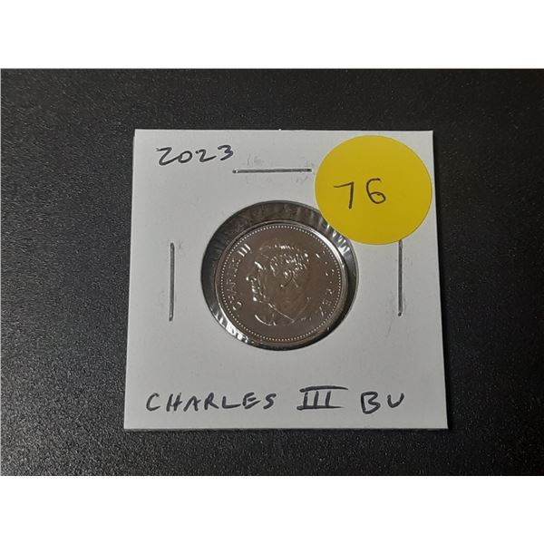 2023 Canadian King Charles III 5 Cents. First issue of the new king. BU.
