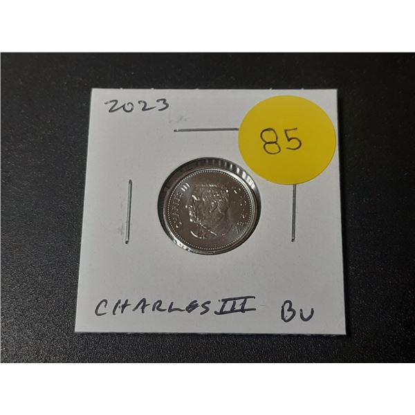 2023 Canadian King Charles III 10 Cents. First issue of the new king. BU.