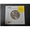 Image 1 : 1991 Canadian 25 Cents. Key Date. BU.