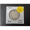 Image 1 : 1914 Canadian Silver 50 Cents. Key Date. G4.