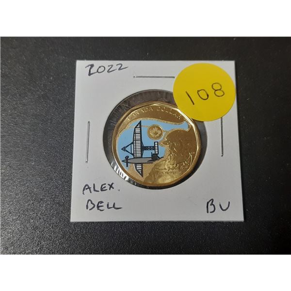 2002 175th Anniversary of the birth of Alexander Graham Bell Colourized Loonie Dollar. BU.