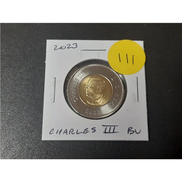 2023 Canadian King Charles III $2 Toonie. First coinage for the new king. BU.