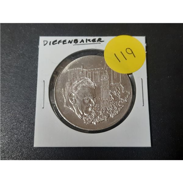 1895 – 1979 John Diefenbaker memorial medal. Famous Canadian Prime Minister. BU.