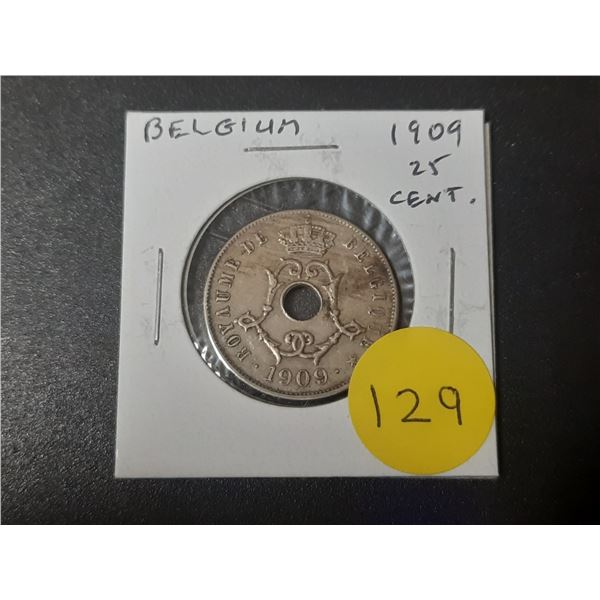 Belgium. 1909 25 Centimes. VF.