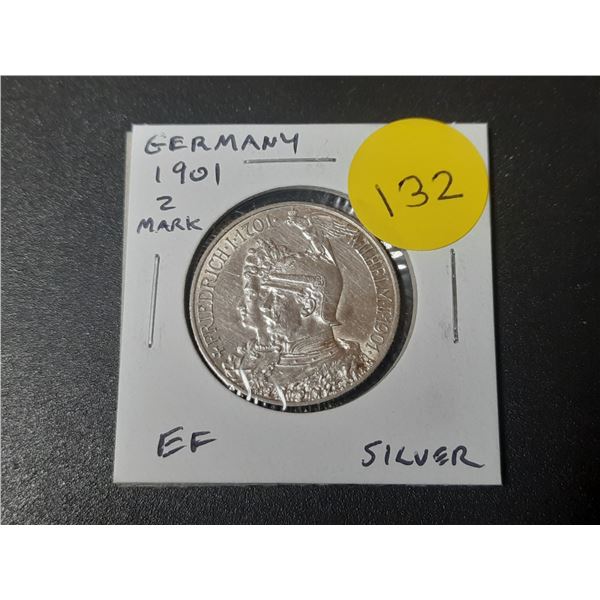 Germany – Empire. 1901 2 Mark. EF. Silver.