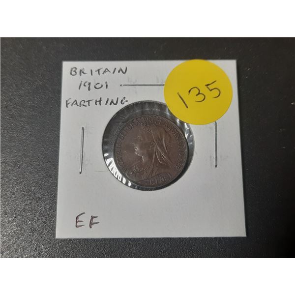 Great Britain. 1901 Farthing. Last issue for Queen Victoria. EF.